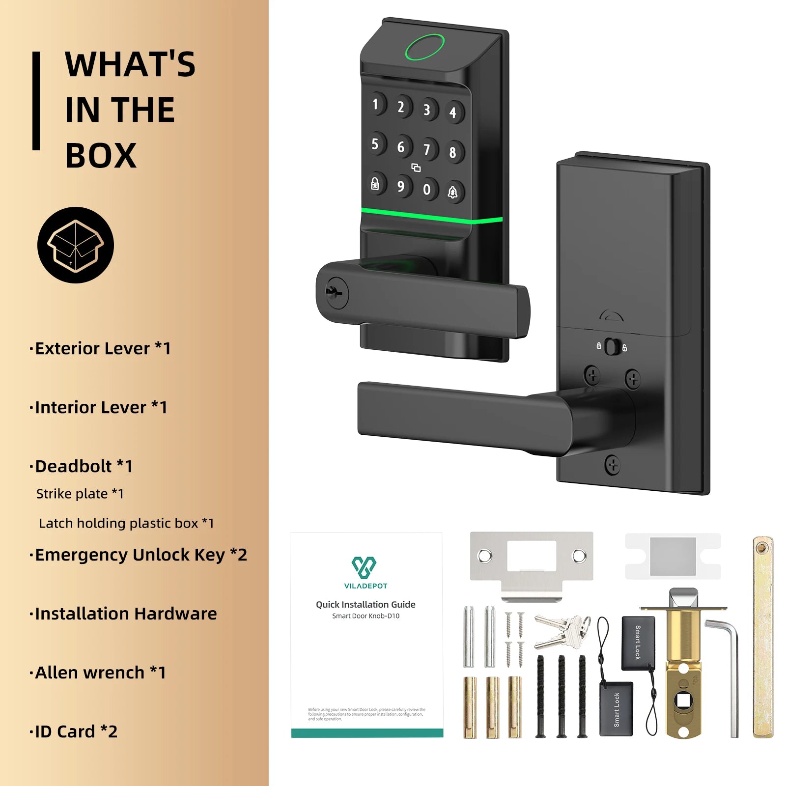 Smart Fingerprint Door Lock Passcode Unlock Electronic Touchscreen Keypad Handle TYPE-C Interface App Control